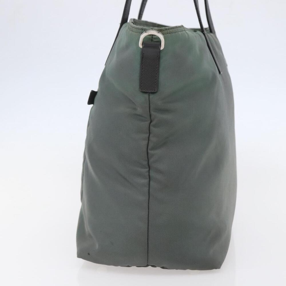 PRADA Tote Bag Nylon Khaki Silver Auth 146817 - Picture 4 of 16